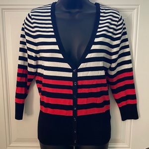 ❤️Red, White & Black Striped Cardigan🖤